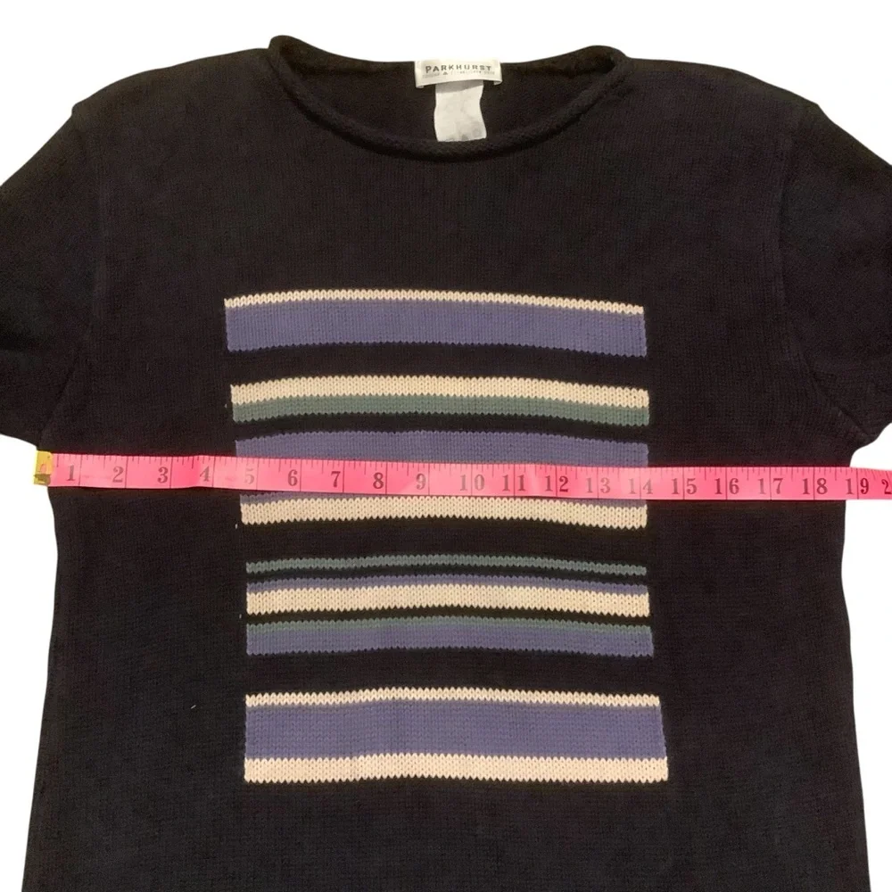 PARKHURST DARK BLUE STRIPED LONG SLEEVE KNIT SWEATER/ Size M - Picture 9 of 13